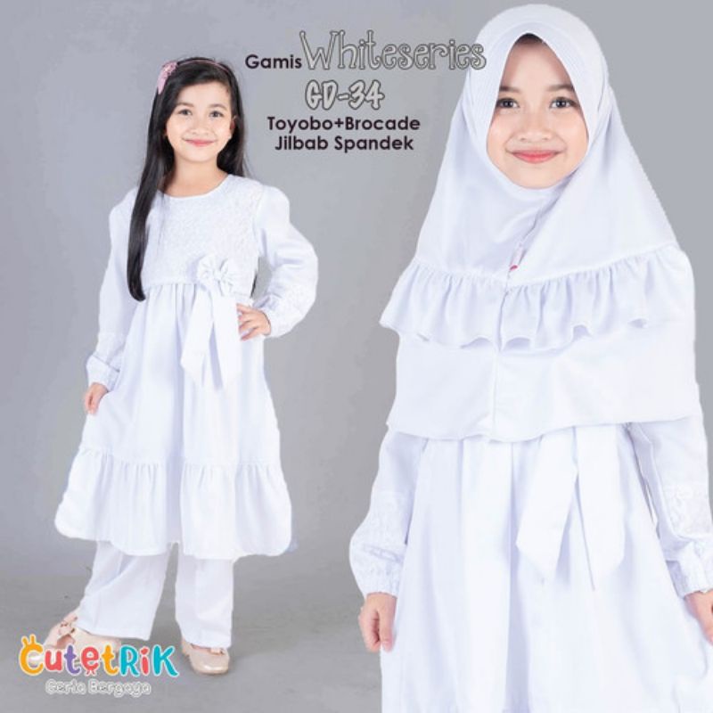 Cutetrik Store_Setelan Celana Tunik Putih GD 34
