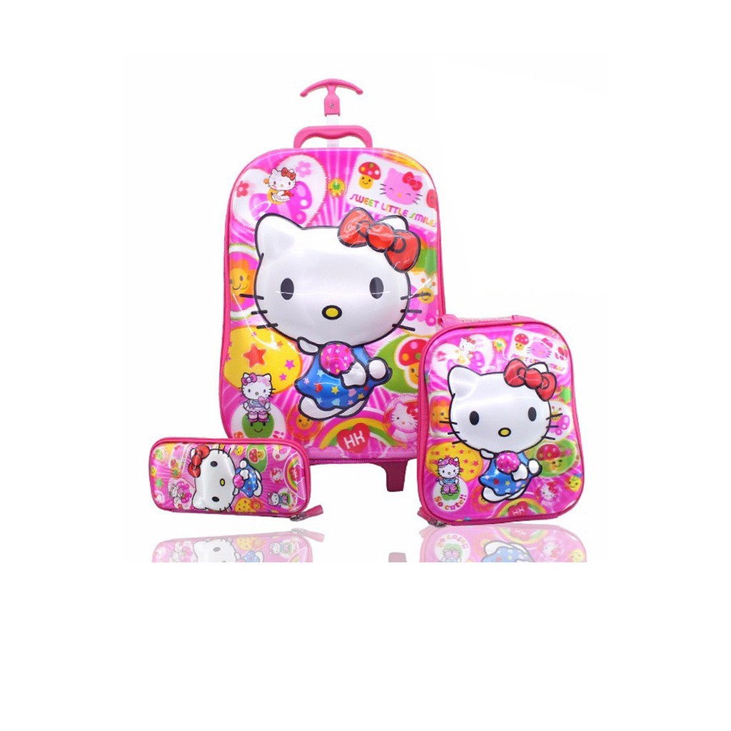 Gadis Anak Tas Troli Anak Perempuan Sekolah Dasar 1-3-5-6 Kelas 6 SD892  Hello Kitty Samurai 6Roda