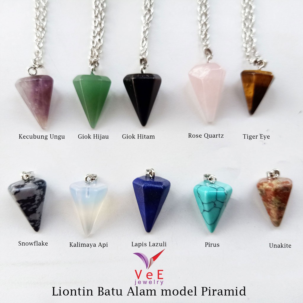 Kalung Liontin Batu Alam Chakra Crystal Healing Natural Stone - VeE