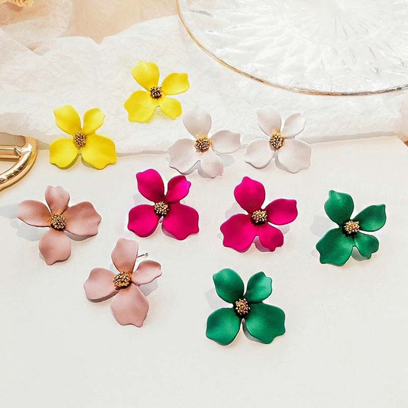 YEEZII Bohemian Flower Stud Earrings Korean Fashion Solid Color Petals Jewelry Drop Earring Summer Accessories