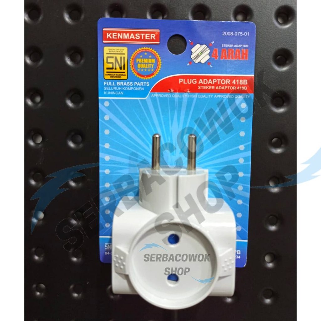 Kenmaster Steker Adaptor 4 Arah Plug Adaptor 418B SNI Full Kuningan Termurah Berkualitas