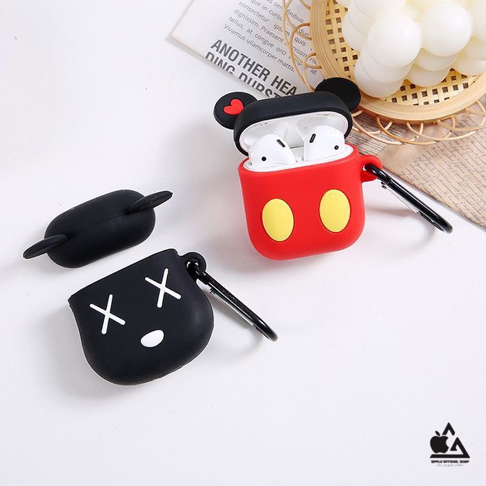 Silicone CASE 3D LUCU APPLE AIRPODS GEN 1 2 MOTIF KARAKTER KARTUN CARTOON Softcase Pouch Kaitan Cantolan