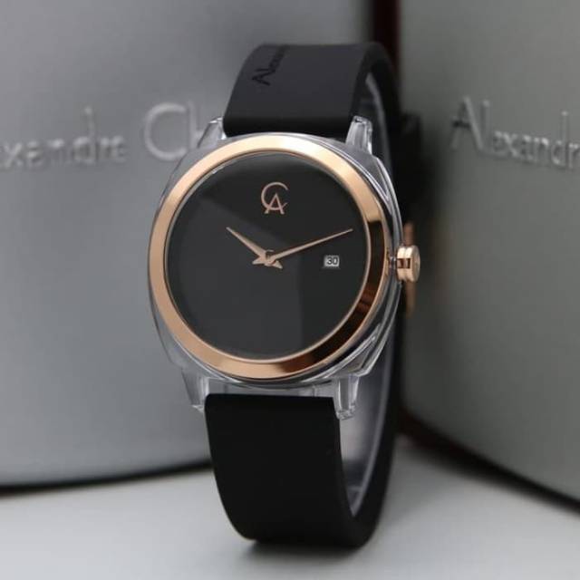 Jam tangan wanita alexander cristie original ac2763 black rosegold