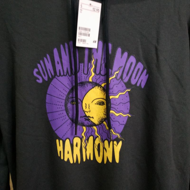 Hoodie Hnm Sun And The Moon Harmony Dark Grey Sweater Wanita Pria Free Paper Bag