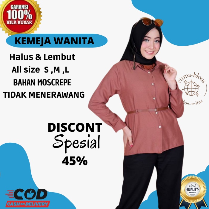 VIRMA PROMO MALL CUCI GUDANG BAJU KEMEJA KANTOR WANITA PEREMPUAN CEWE DEWASA REMAJA STYLE FASHIO PAK