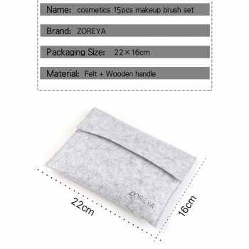 Kuas Make Up Brush Make Up 15 Set Zoreya denga Pouch - ZZ15