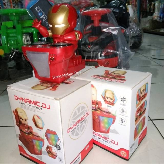 Mainan anak Robot Hero Ironman DJ ada musik lampu bisa jalan