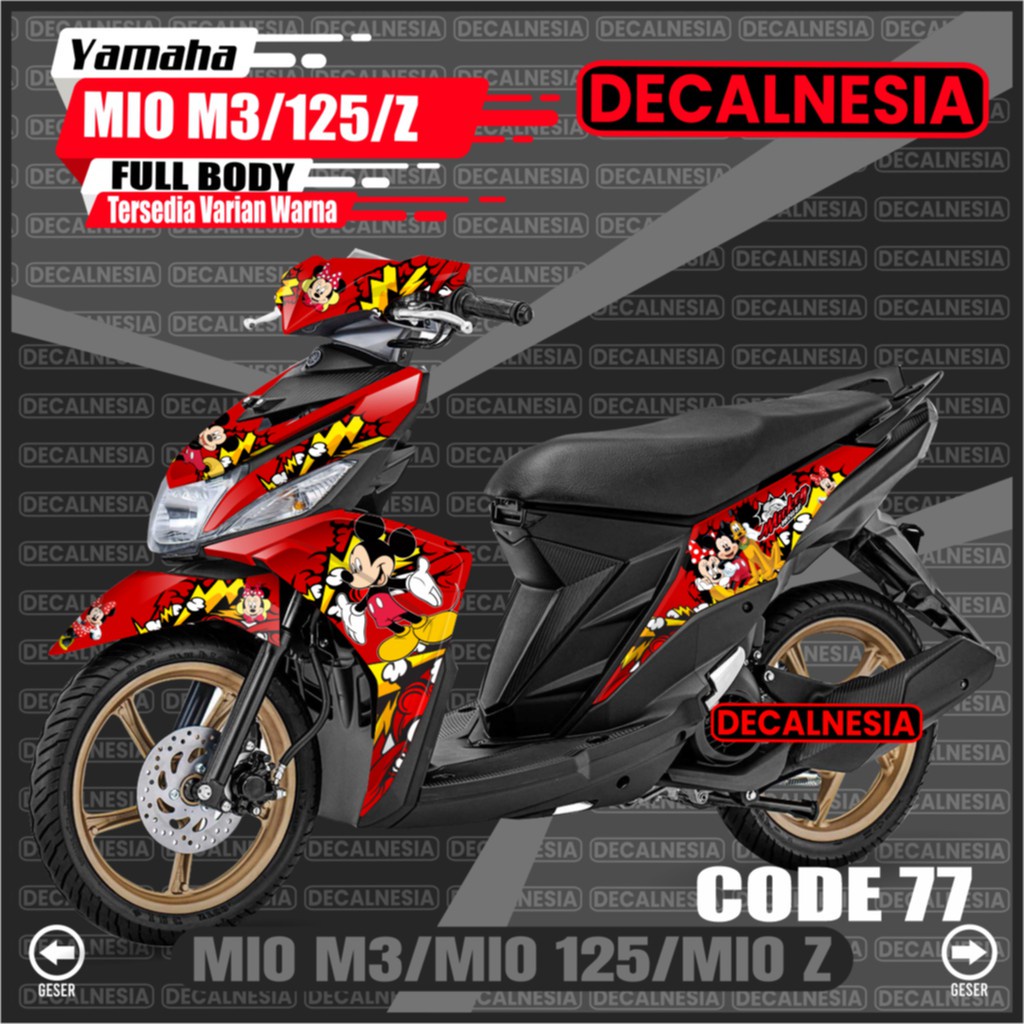 Yamaha Decal Mio M3 Full Body Stiker Motor Mio M3 125 Z Mickey Mouse Sticker Modif Dekal Variasi Aks