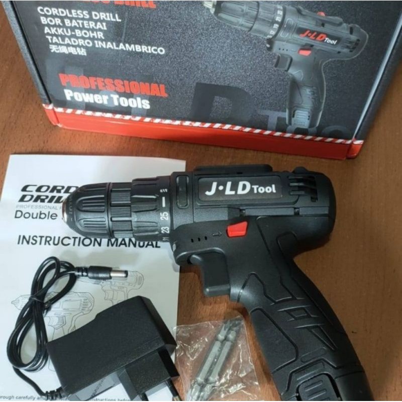 Bor cordless 12v driver besi obeng kayu batrei JLD 12v bor cordless driver JLD Terlaris