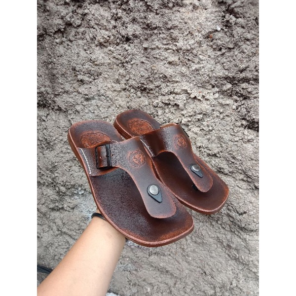 sandal jepit kulit asli original model carpil sandal pria sandal gesper sandal kokop sandal terbaru