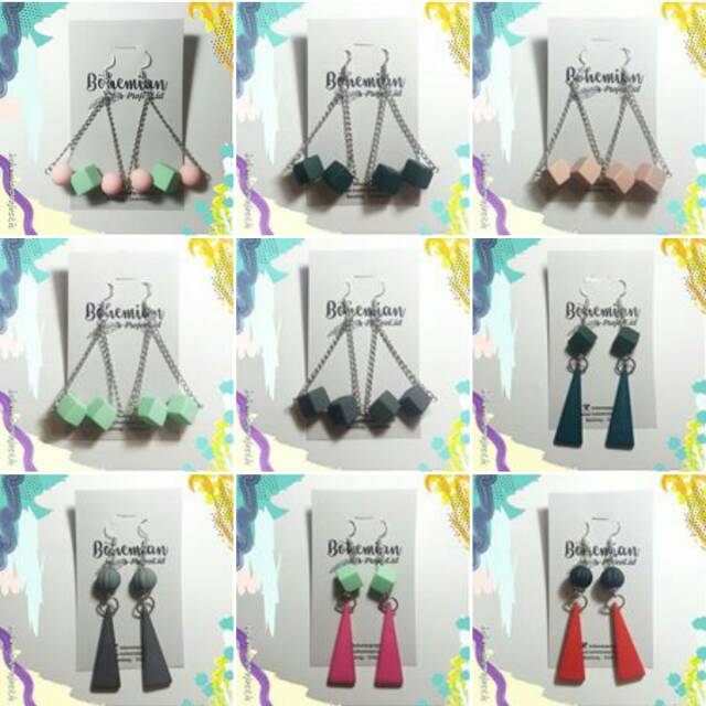 Anting dop warna soft pastel