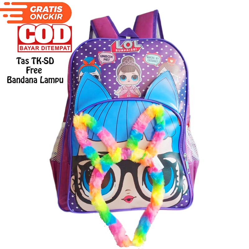 Tas Sekolah Anak TK-SD free Bandana Lampu LED