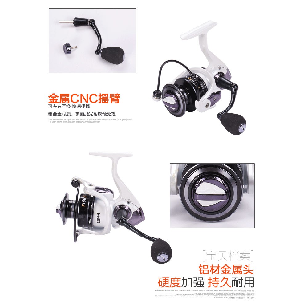 Debao Fishman XTL4000 Spinning Reel Pancing 5.2:1 13+1 Ball Bearing - White