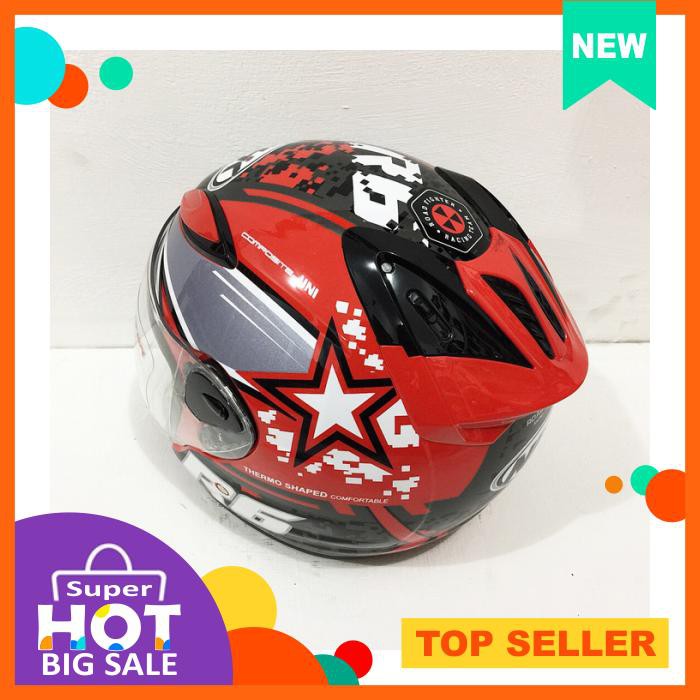 HELM NHK R6 MOTIF PIXEL RED SILVER MERAH SILVER PERAK