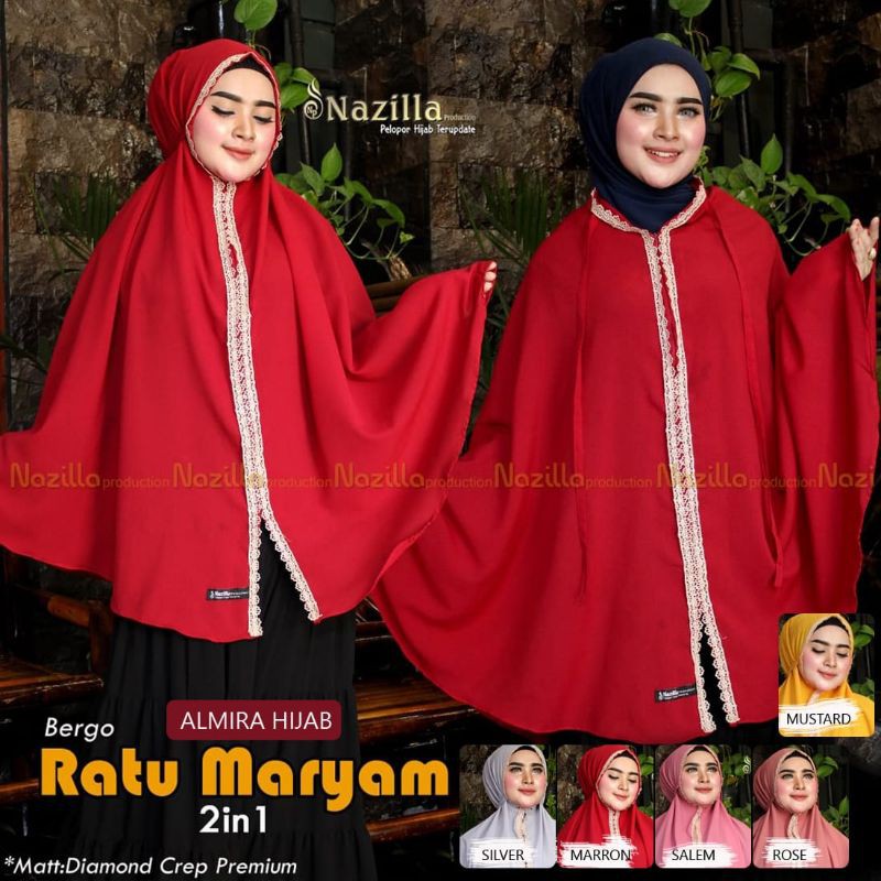 JILBAB BERGO JUMBO RATU MARYAM 2IN1 ORI NAZILLA