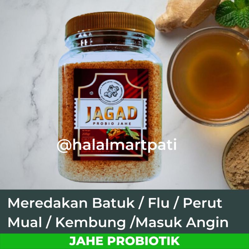 Jagad Probio Wedang Jahe Instan Bubuk Minuman Kesehatan Probiotik Obat Herbal Imun Booster Stamina Sakit Masuk Angin Mual Muntah Perut Kembung Begah Batuk Berdahak Kering Flu Pilek Pelega Nafas Pernafasan Radang Tenggorokan