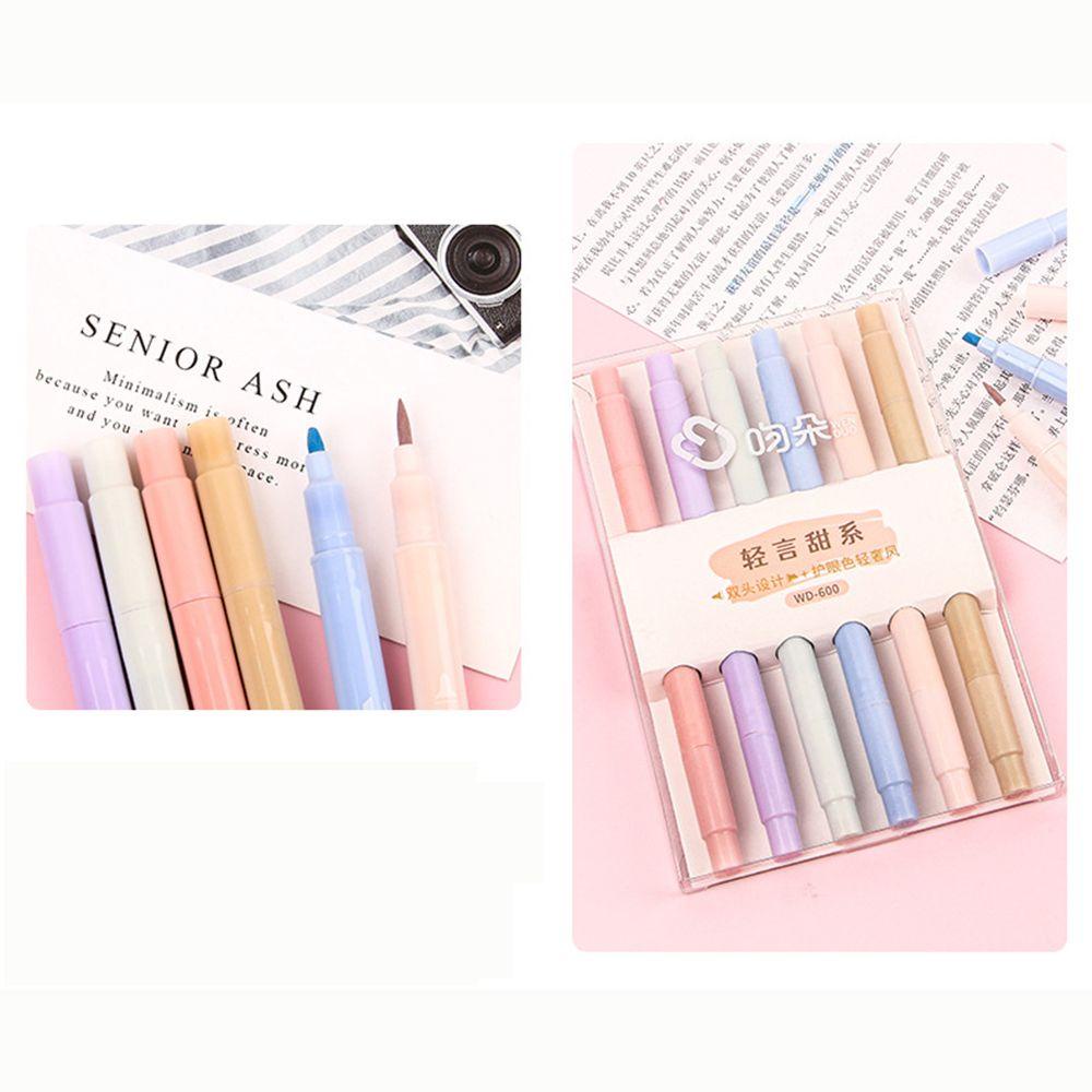 Nanas 6pcs /Set Pen Neon Penanda Lucu Buku Teks Alat Tulis Berkepala Dua