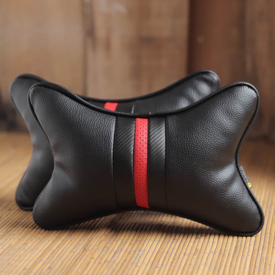 Karlo Bantal Premium Leher Kepala Mobil Racing Red Black Merah Hitam