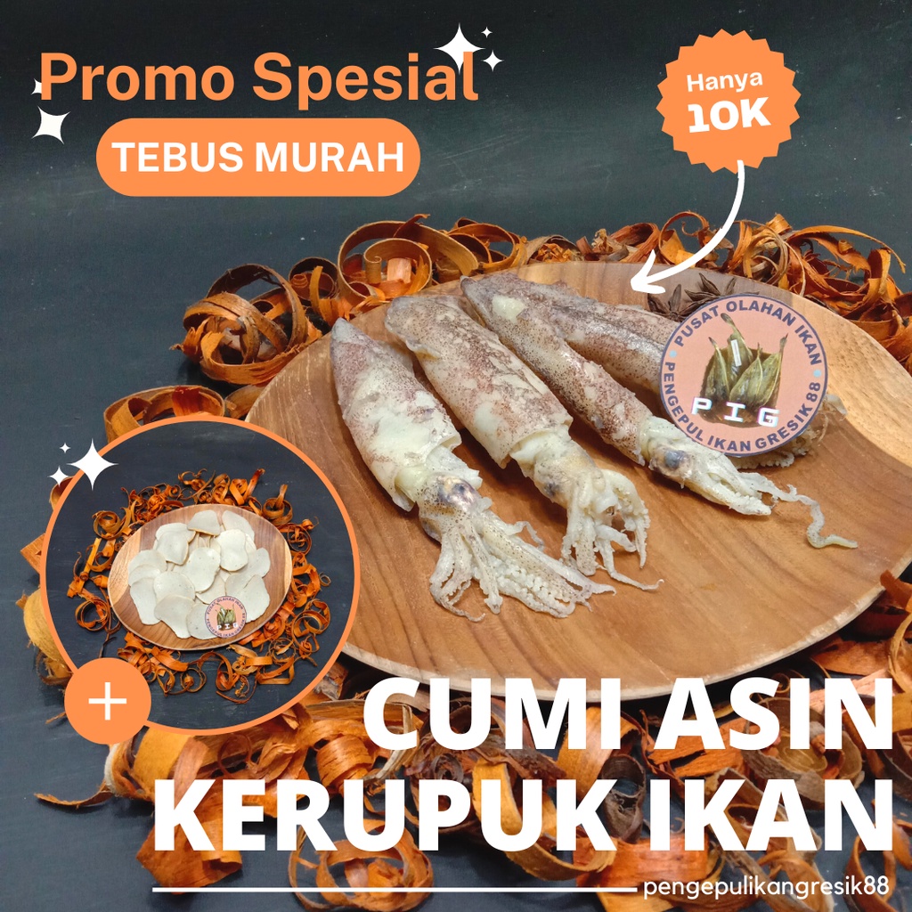 

PROMO TEBUS MURAH Cumi besar Asin mix bertelur dan kerupuk ikan - Cumi kering besar asin mix cumi bertelur berat 500gram