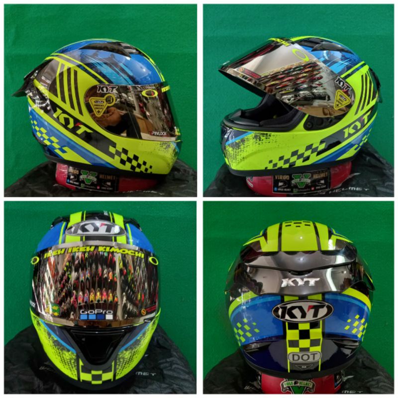 KYT R10 MOTIF SERI 4 BLACK YELLOW PAKET GANTENG TERMURAH