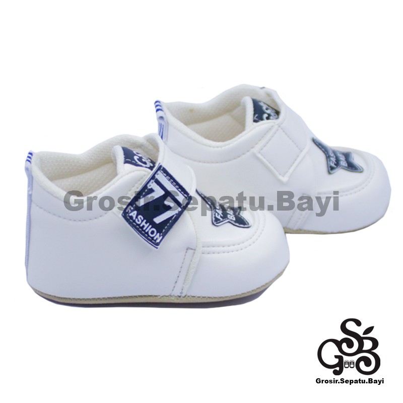 sepatu bayi baby shoes prewalker laki laki perempuan umur 2 - 14 bulan model Fashion 77 PUTIH