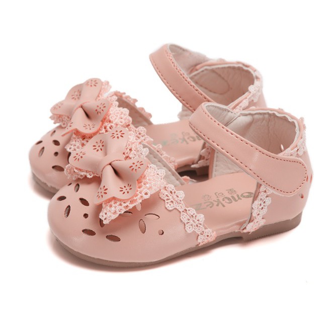 A01- Sepatu bayi / sepatu anak perempuan pita renda motif lubang