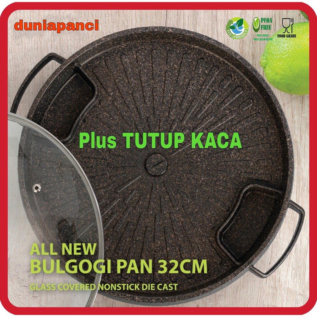 Bulgogi Pan 32cm All New Alat Panggangan Bbq Plus Tutup Kaca