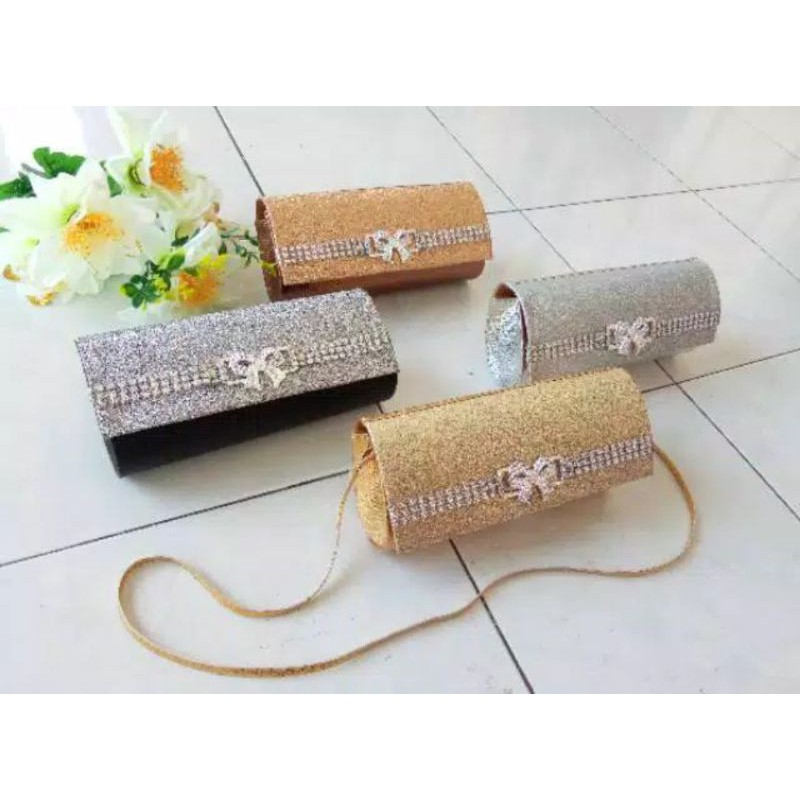 Tas Cluth Pesta Glitter Pita