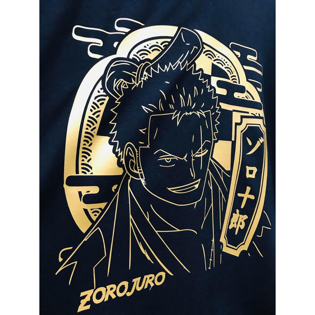 Kaos Roronoa Zoro Juro Gold Black Onepiece Mugiwara