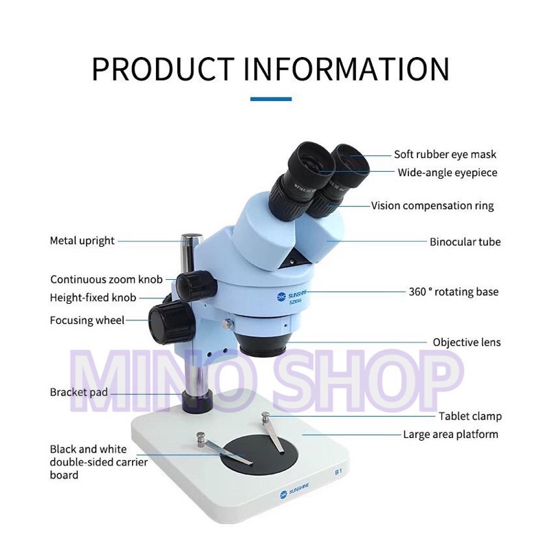 MICROSCOPE TRINOCULAR SUNSHINE SZM5T-B1 + LED LAMPU