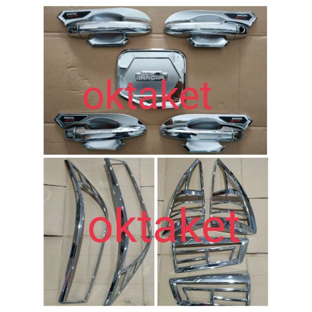 paket lengkap all new innova reborn 2016 2018 2020 2021 Garnish depan belakang outer handle tank cover hitam chrome