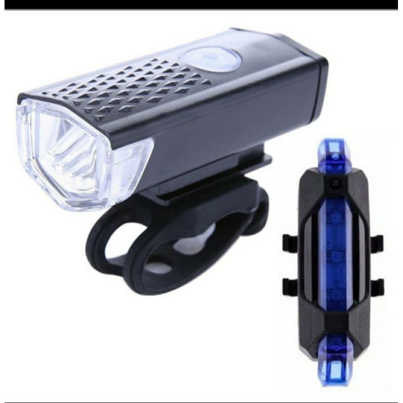 paket lampu sepeda cas depan belakang charge/ lampu sepeda