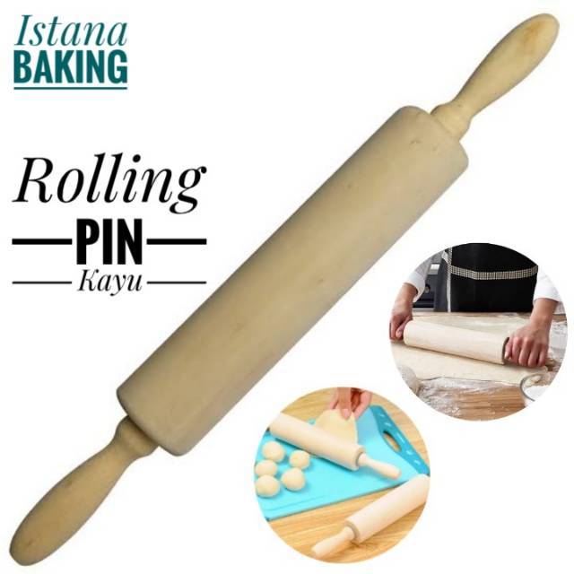 Penggilas Adonan rolling pin kayu gilesan putar