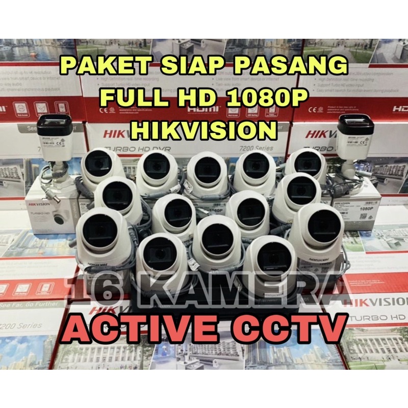 PAKET KAMERA CCTV HIKVISION 16 CAMERA 2mp 6 CH CHANNEL 1080p FULL HD