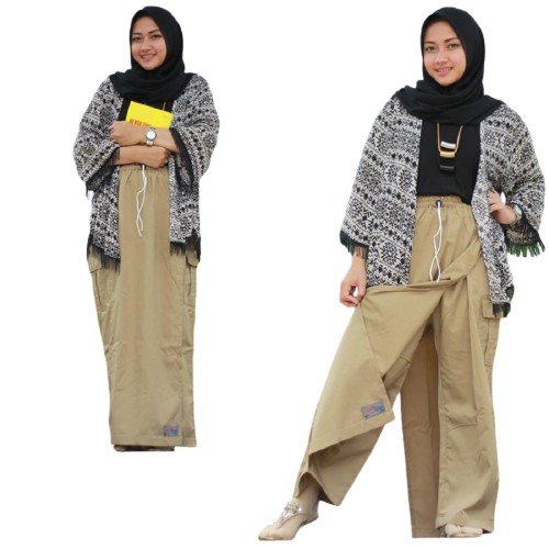 Rok Celana Panjang Out Dorr Wanita Warna Penmda Bahan Drill Garasi Salwa