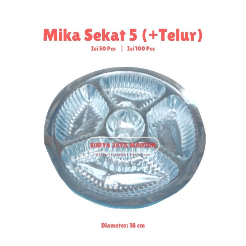 [50 Pcs & 100 Pcs] Mika Nasi Sekat 5 Uk.18 x 18 cm | Mika Plastik Hajatan