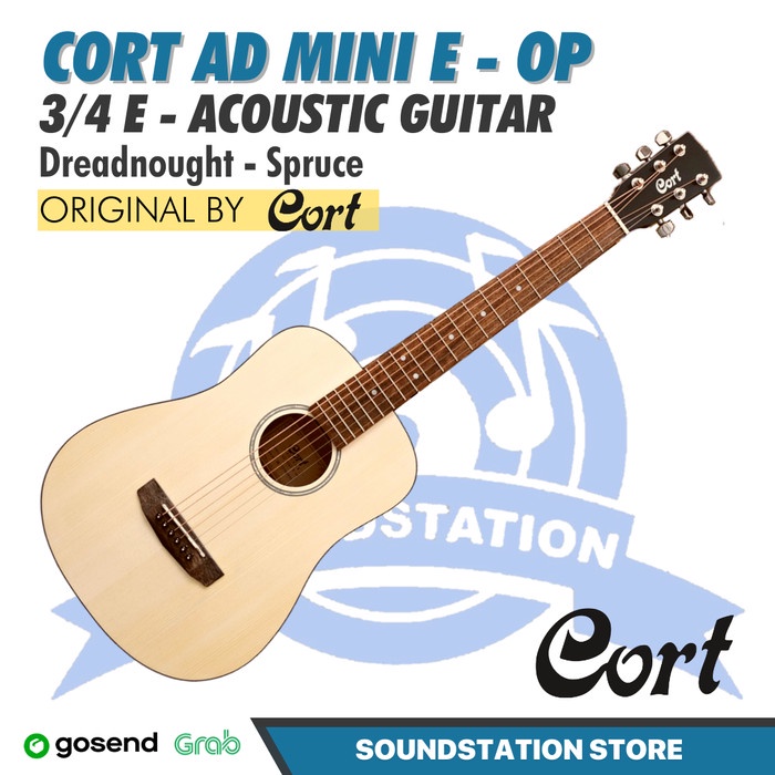 Cort AD Mini E OP - E/Acoustic guitar + bag - Gitar Akustik 3/4