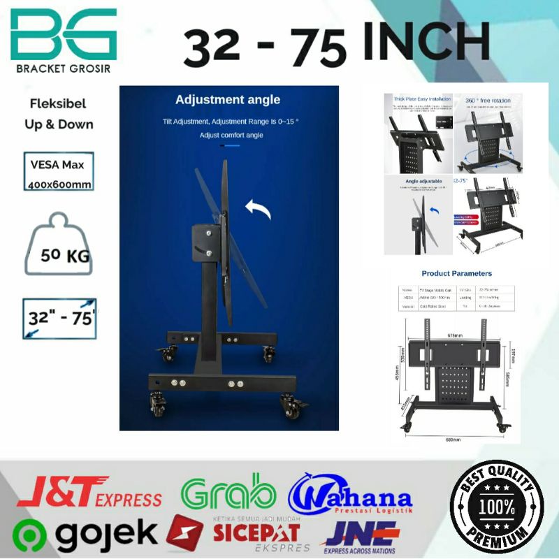 BRACKET STAND TV /BRACKET TV STAND/STAND TV/STANDING TV  UTK DI PANGGUNG DAN MEETING ROOM 32-75 INCH