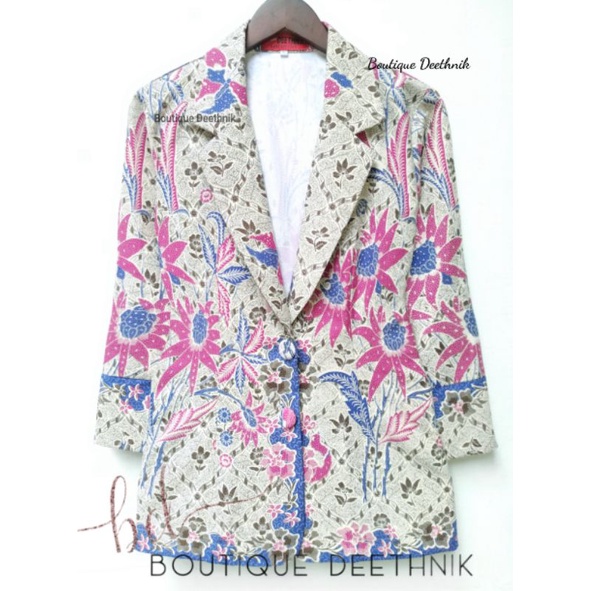 DEETHNIK - Blazer batik tiga negeri warna krem deethnik batik