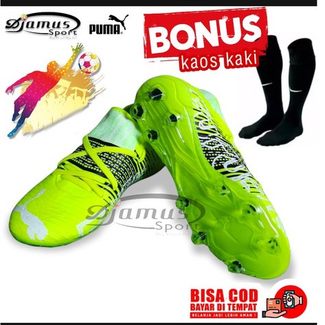 BONUS kaos kaki - Sepatu Bola Puma Future Hijau Stabilo 2021 | sepatu olahraga sepakbola puma neymar
