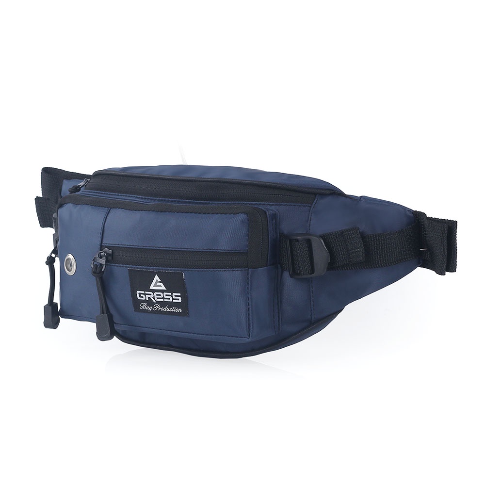 Waistbag Pria Bahan Bimo Waterproof Gress Original Tas Pinggang Waist Bag Cowok Cewek Navy Abu