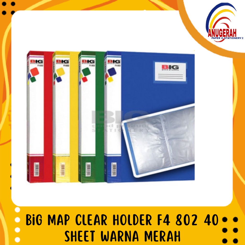 

BIG MAP CLEAR HOLDER F4 802 40 SHEET WARNA MERAH (PCS)