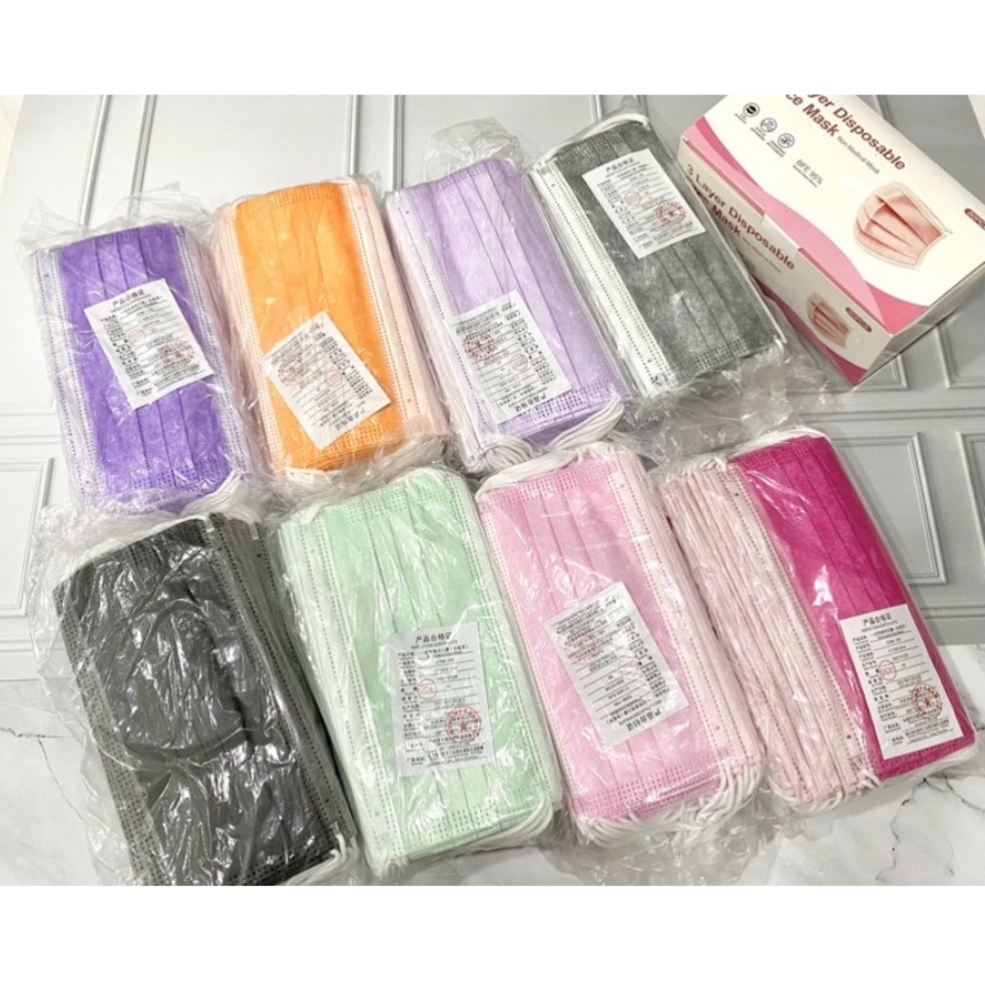 Masker 3 Ply WARNA WARNI 3Ply isi 50 PC/ MASKER 3PLY MULTI COLOUR/FACEMASK WARNA Masker 3ply Earloop