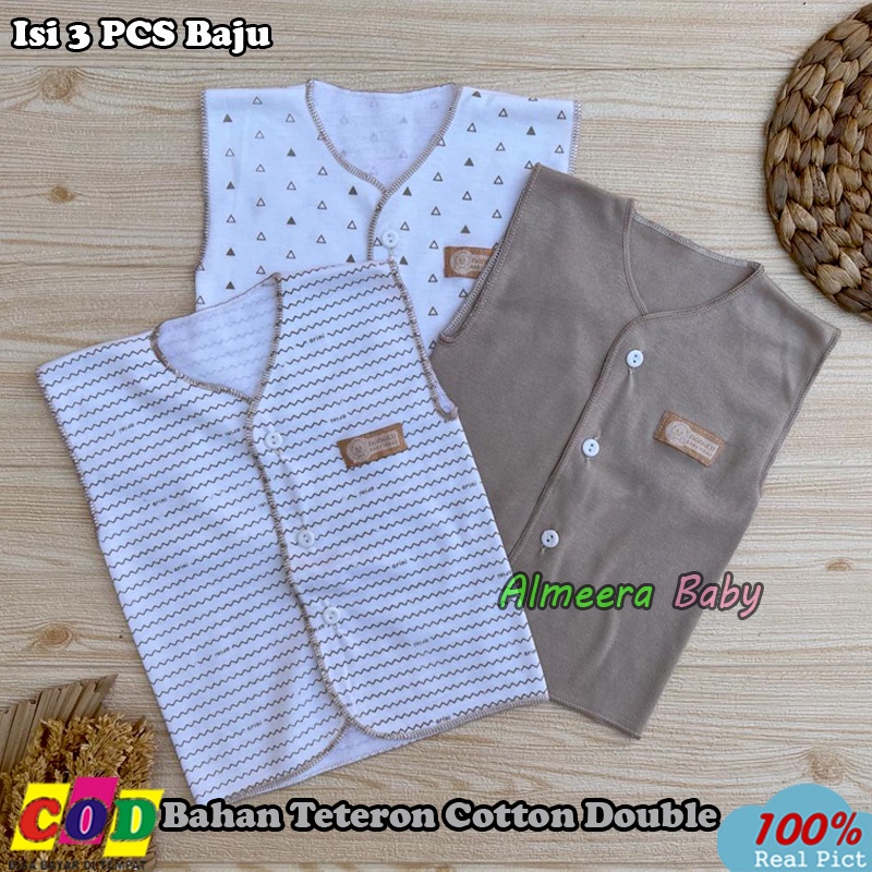 3 PCS Baju Bayi Baru Lahir Lengan Kutung Daleman Bayi Almeera Baby And Kids