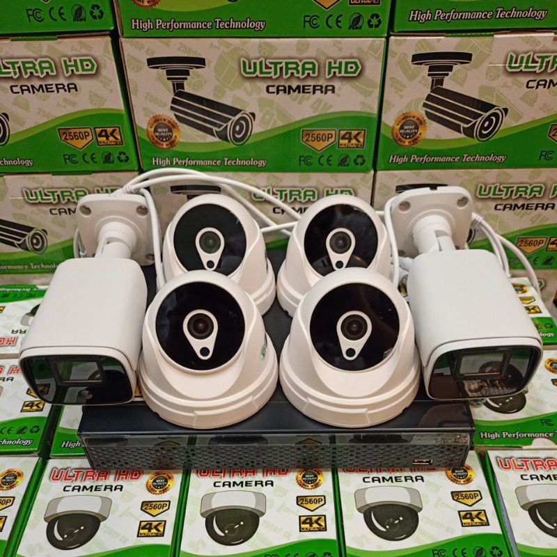 Paket Cctv 8 Channel 4K Ultra HD 2560p 6 Kamera 5mp Komplit Tinggal Pasang Real 5mp