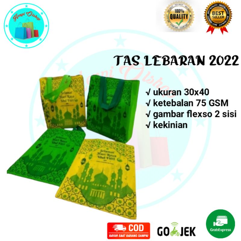 

LUSINAN (12PCS)- Godie Bag Lebaran Premium 30x40 - Tas Spunbon Idull Fitri 2022