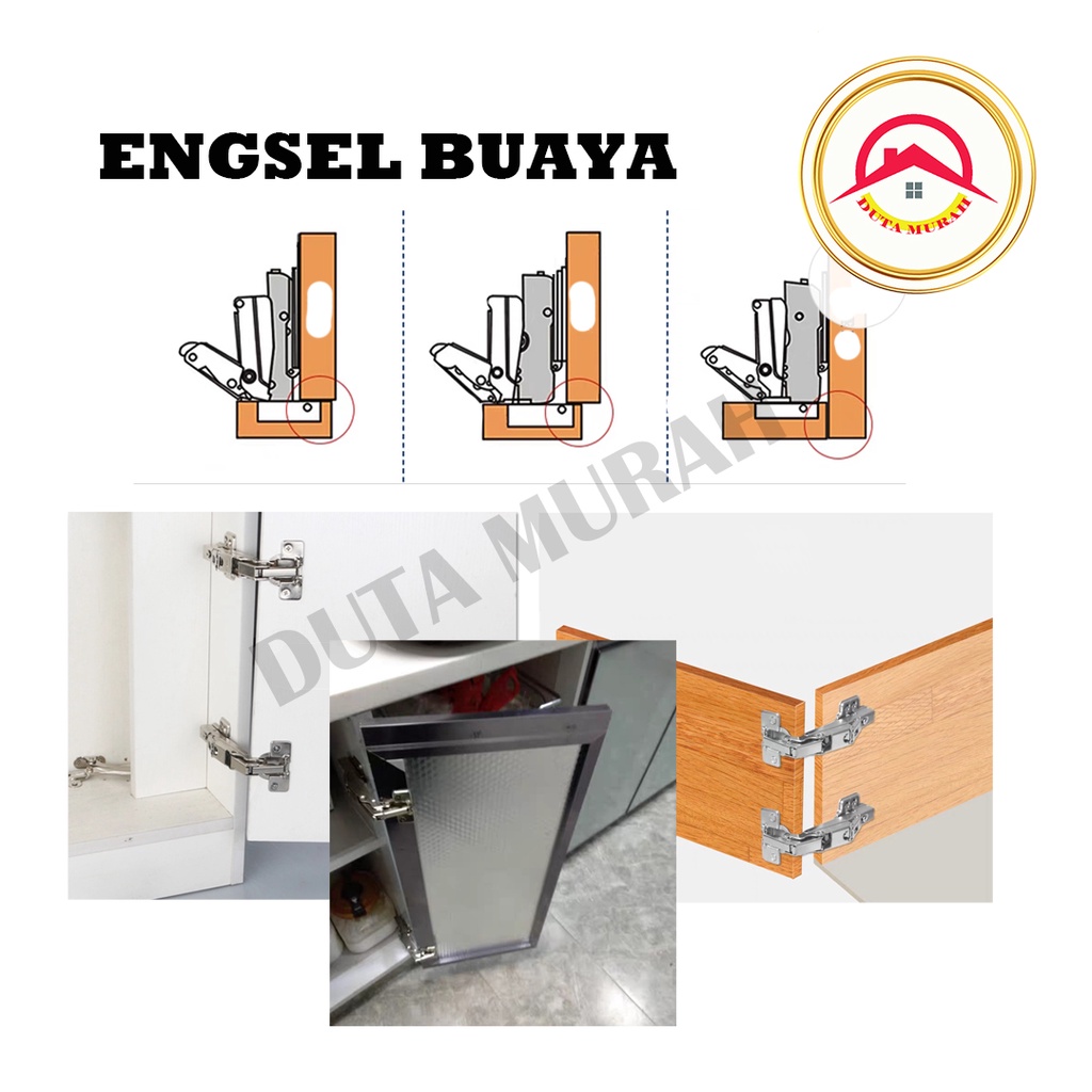 Engsel Sendok Lemari Pintu LURUS 180 Derajat Bifold Buaya, FREE SKRUP