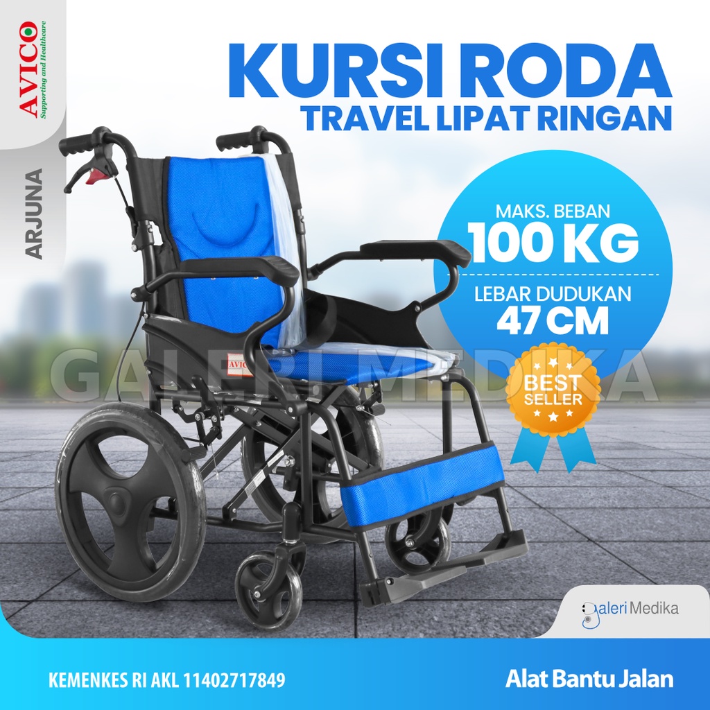 Kursi Roda Travel Avico Arjuna 871 / Travel Wheelchair Mudah Dilipat Praktis