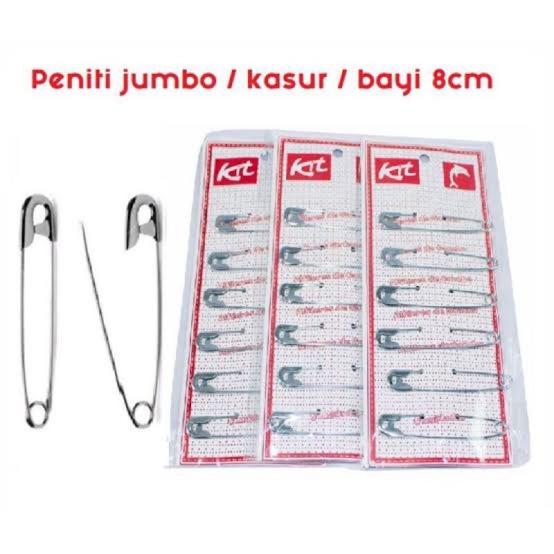 peniti jumbo 8 cm peniti kasur / bayi penity besar jumbo silver isi 6 pcs