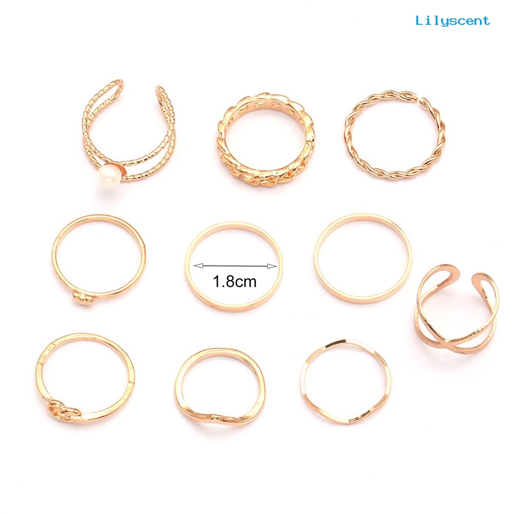 10pcs Cincin Knuckle Stackable Tahan Lama Gaya Vintage Untuk Wanita